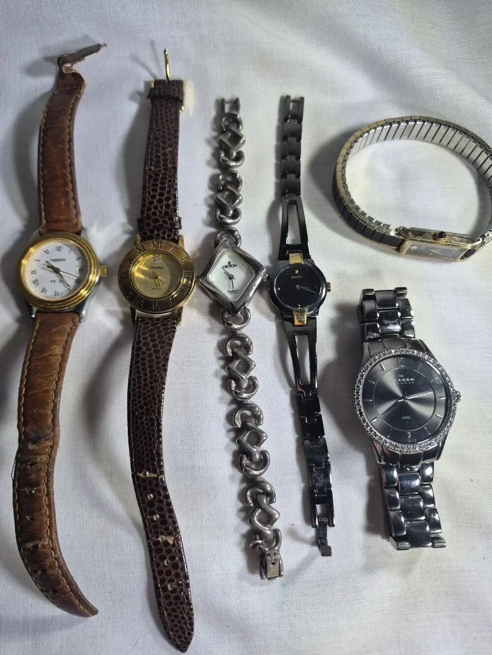 Vintage Watch Lot - 6 pc Mixed Brand Collection (Tissot, Skagen, Seiko, Croton +